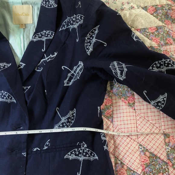 ModCloth Umbrella Print Blazer Jacket navy cotton - Picture 7 of 8